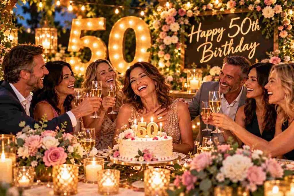 Golden 50th birthday party​ ideas and celebration