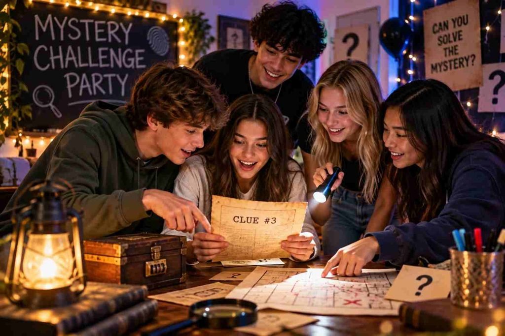  Mystery Challenge Party at teen birthday