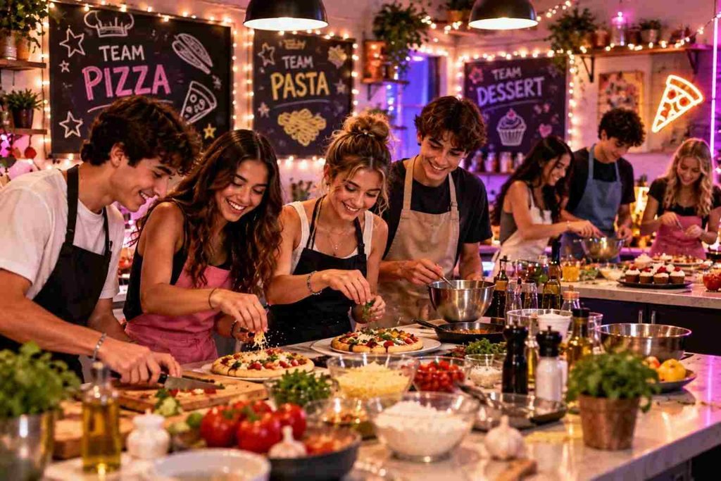 Teen Cooking Competition at birthday event