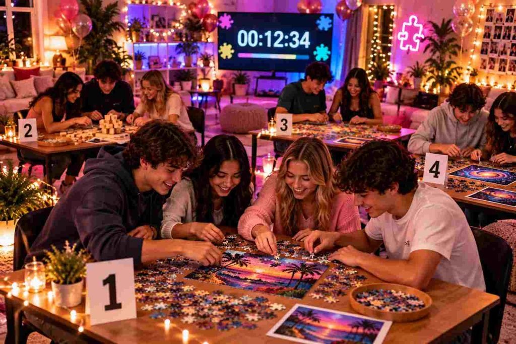 Vibrant Puzzle Race Party Night

